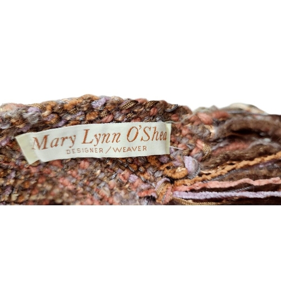 Vintage Mary Lynn OShea‎ Pink Gray Chenille Blend Woven Triangular Shawl Wrap - Picture 12 of 16